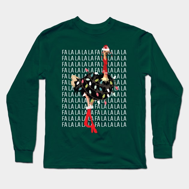 Fa La La La La Ostrich Christmas Long Sleeve T-Shirt by meowstudio